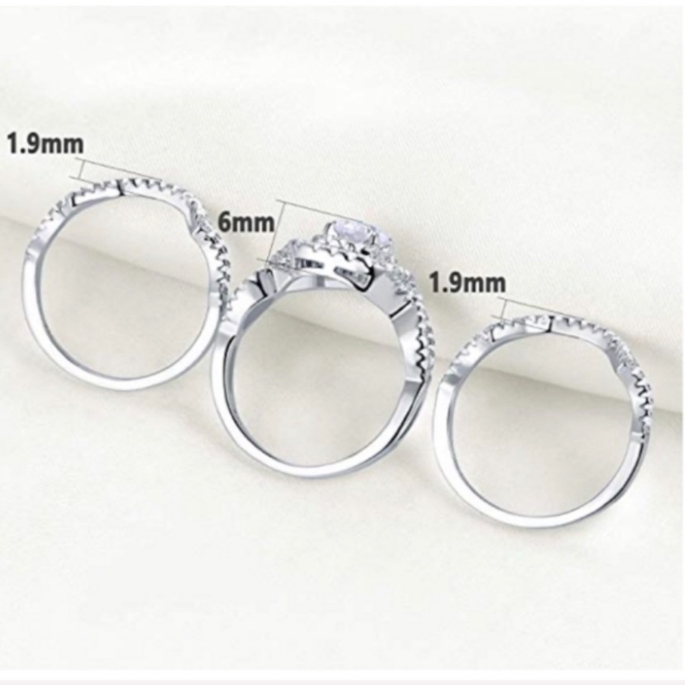 STERLING SILVER DIAMOND  WEDDING SET - Picture 5 of 11
